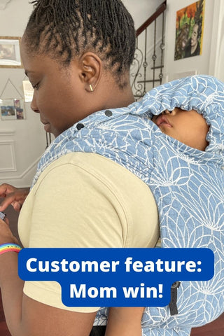 Text reads, "Customer feature: Mom win!"