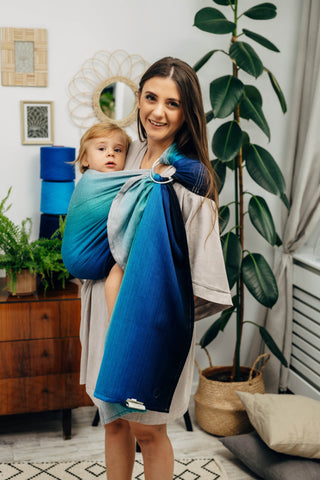 Wrap conversion ring sling baby carrier in print Airglow