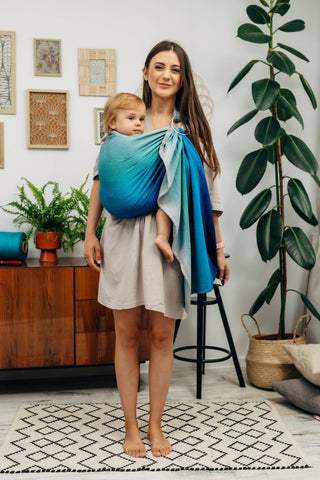 Wrap conversion ring sling baby carrier in print Airglow