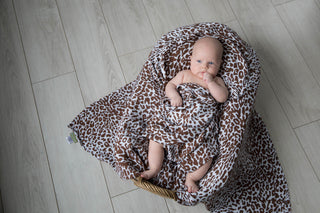 LennyLamb Swaddle in Cheetah Brown and white design