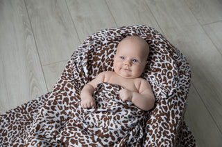 LennyLamb Swaddle in Cheetah Brown and white design