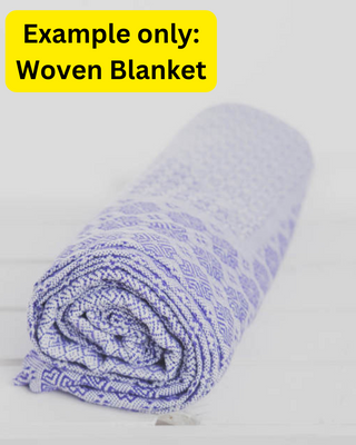 A sample image of a woven blanket- this is not the design you will receive, this is an example of what the item looks like. You will receive this item in the chosen preorder design for this listing.