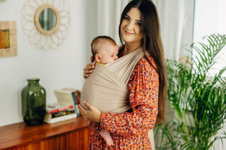 Stretchy Wrap baby wrap baby carrier in Beige - Ethically Made in Poland