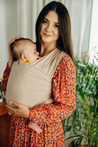 Stretchy Wrap baby wrap baby carrier in Beige - Ethically Made in Poland