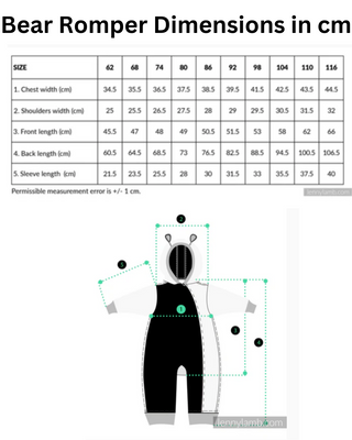 Bear Romper Dimensions