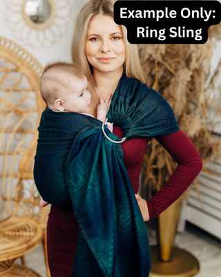 A sample image of a ring sling - this is not the design you will receive, this is an example of what the carrier style looks like. You will receive this carrier in the chosen preorder design for this listing.