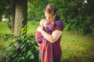 Handwoven wrap conversion ring sling in design Twilight