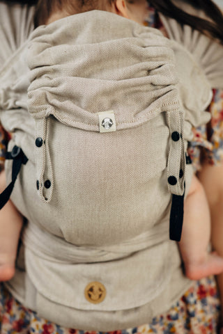 Lenny Hybrid wrap conversion half buckle meh dai combination baby carrier in design Peanut Butter