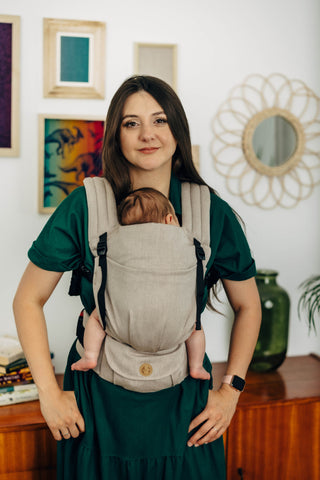 LennyLight wrap conversion soft structured baby backpack carrier (SSC) for children from newborn to 3yrs+ in design Peanut Butter