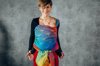 Long woven baby wrap baby carrier in design Rainbow Lotus