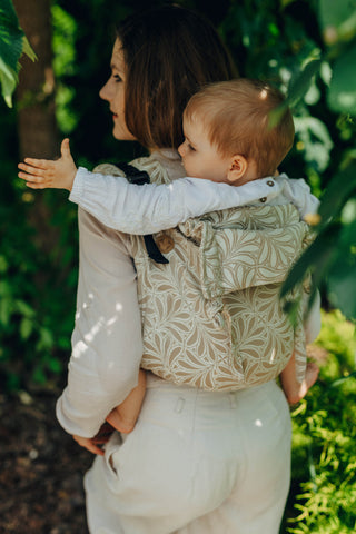 Waistless wrap conversion onbuhimo baby backpack carrier in bamboo / cotton luxury design Infinity Golden Hour