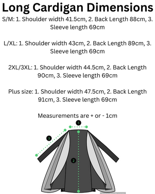 Long Cardigan dimensions