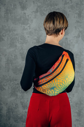 Wrap conversion waist bag - large - in print Rainbow Lotus