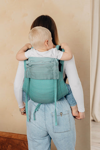 Waist-less wrap conversion backpack onbuhimo baby carrier in print Ombre Green