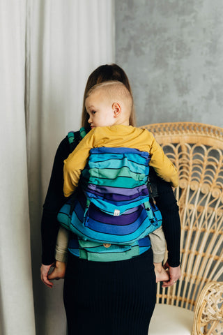 Preschool size soft structured baby backpack carrier in print Promenade