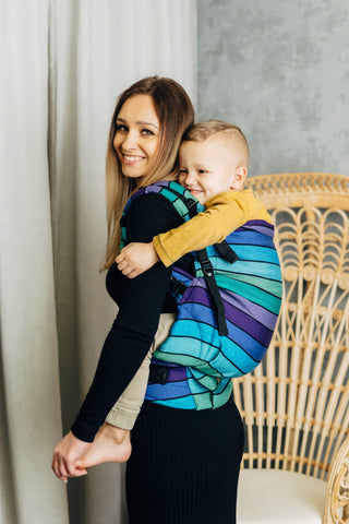 Preschool size soft structured baby backpack carrier in print Promenade