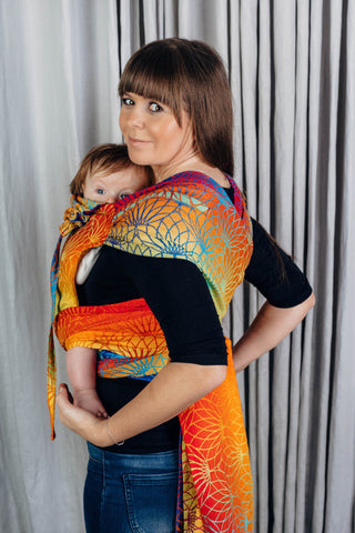 Wrap conversion wrap strap meh dai baby carrier in print Rainbow Lotus