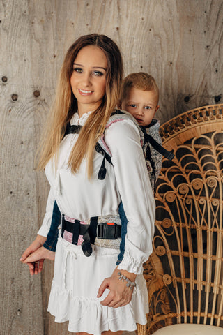 Preschool size wrap conversion soft structured baby carrier ergonomic baby backpack ssc in print Wild Wine Vineyard