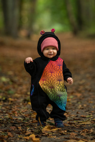 Lenny Lamb babywearing romper Black & Rainbow Lotus